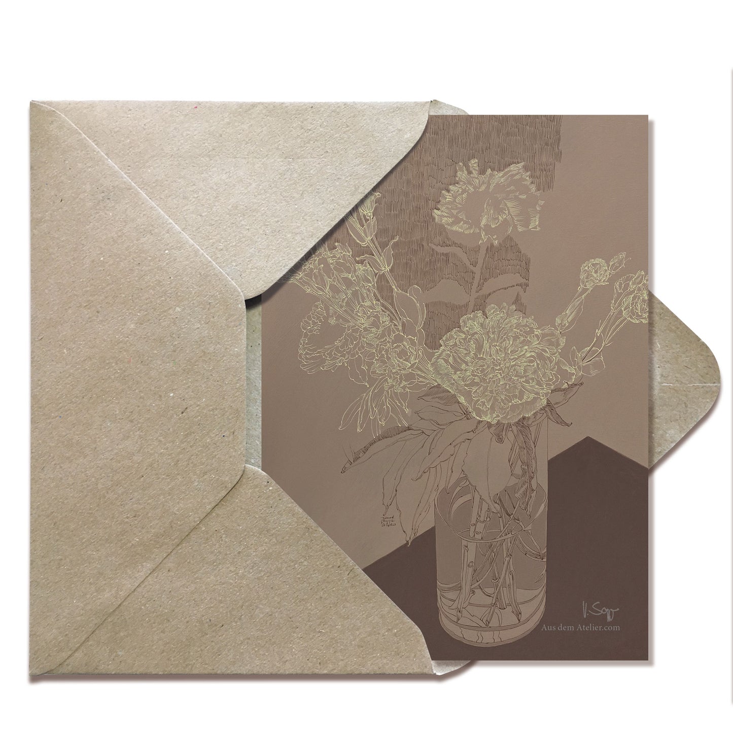 Greeting Card Floral Drawing