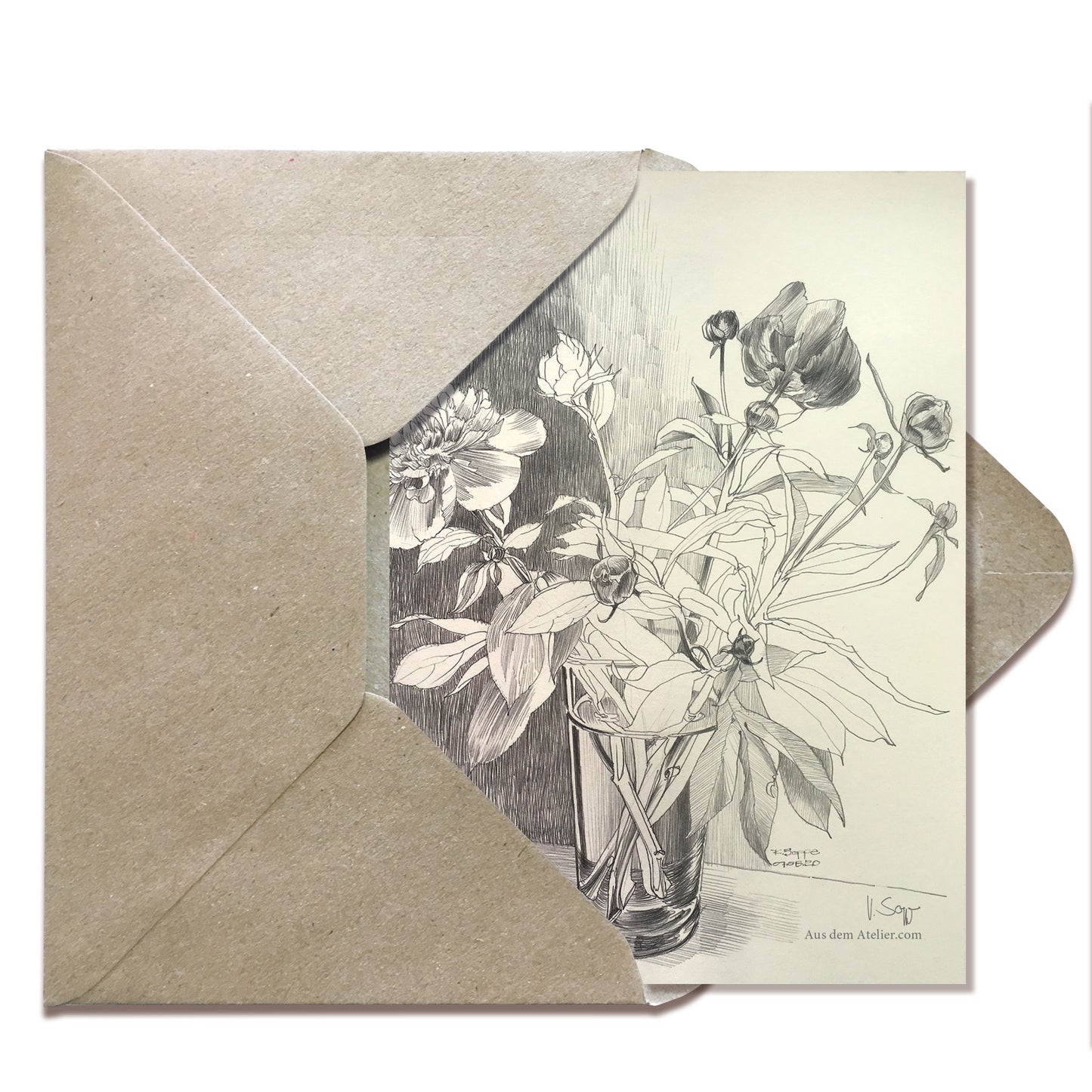 Greeting Card Floral Drawing