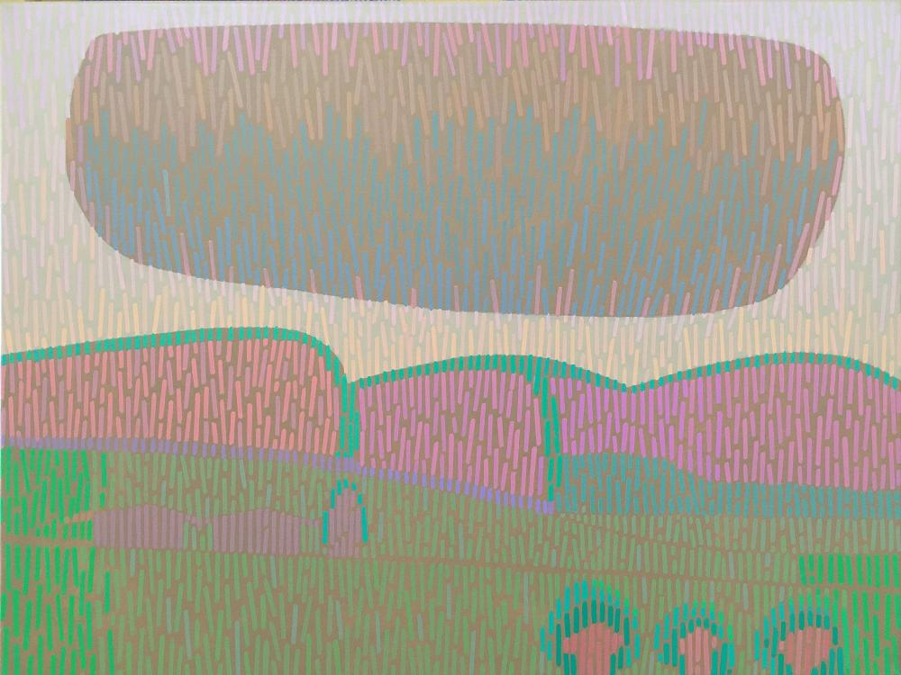 Landscape Complementary 5, unique, painting, hand-painted unique piece, 68 x 52 cm, with frame strip