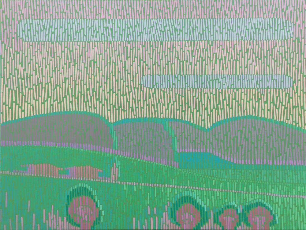 Landscape Complementary 6, unique, painting, hand-painted unique piece, 68 x 52 cm, with frame strip