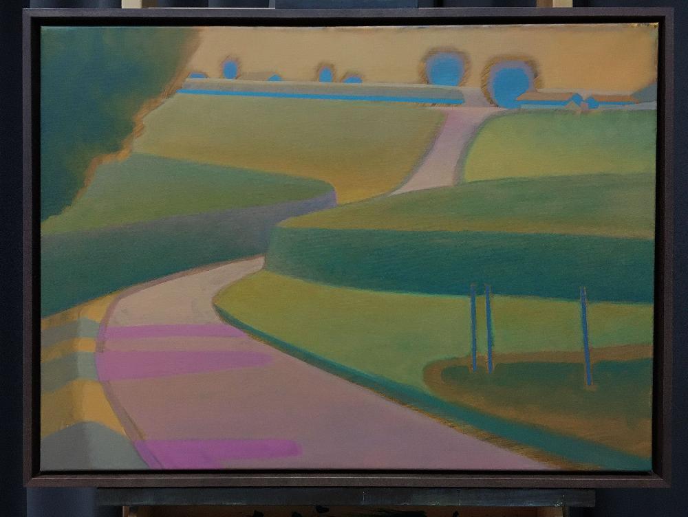 Summer view, unique painting, hand-painted unique piece, 70 x 50 cm, with frame