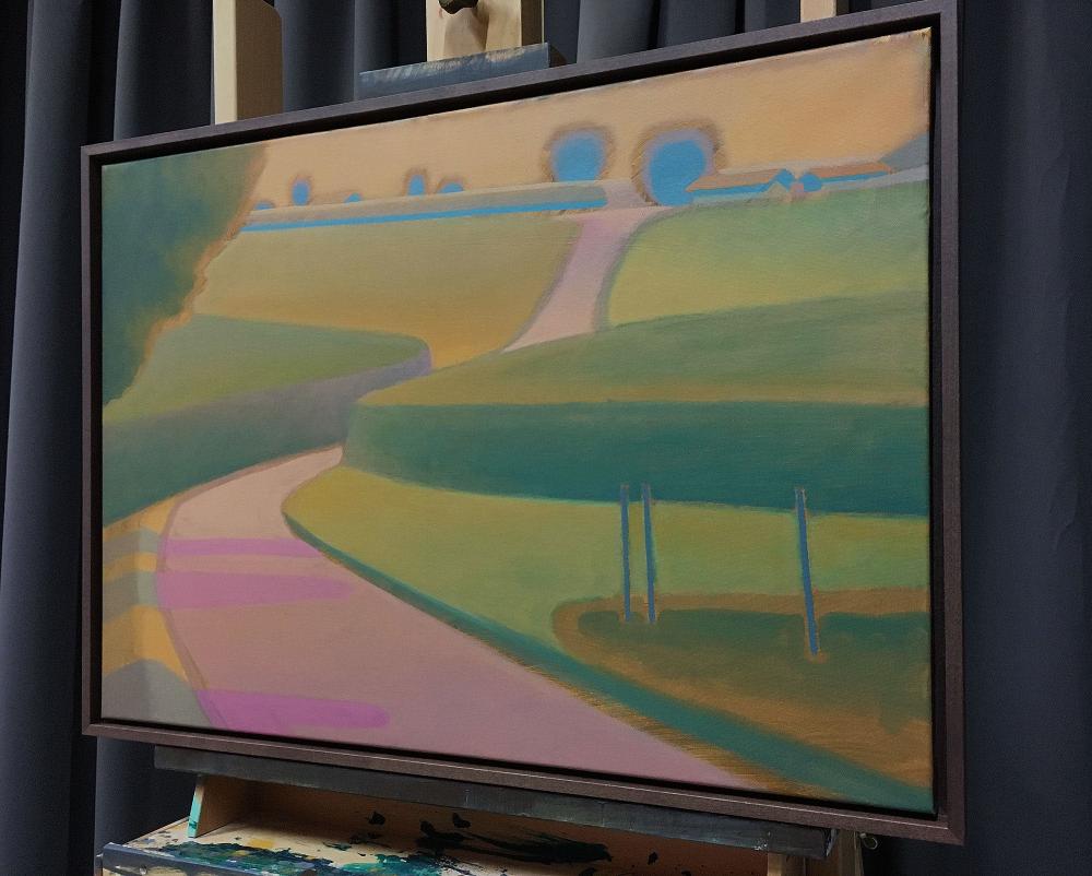Summer view, unique painting, hand-painted unique piece, 70 x 50 cm, with frame