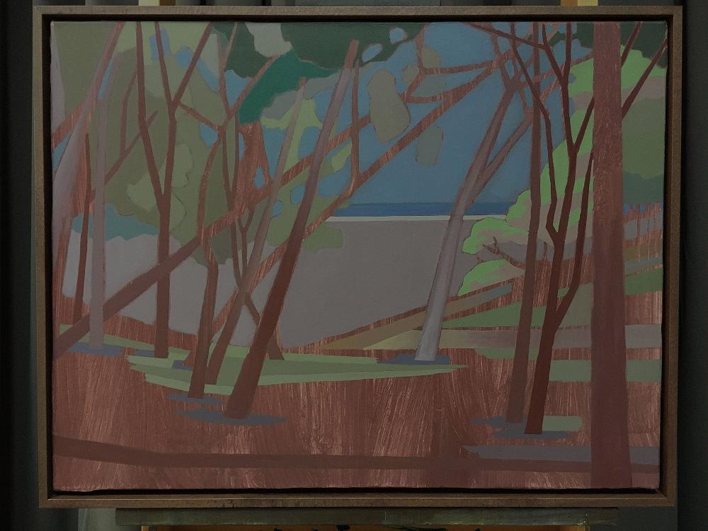 Pine scent, unique, painting, hand-painted unique piece, 68 x 52 cm, with frame