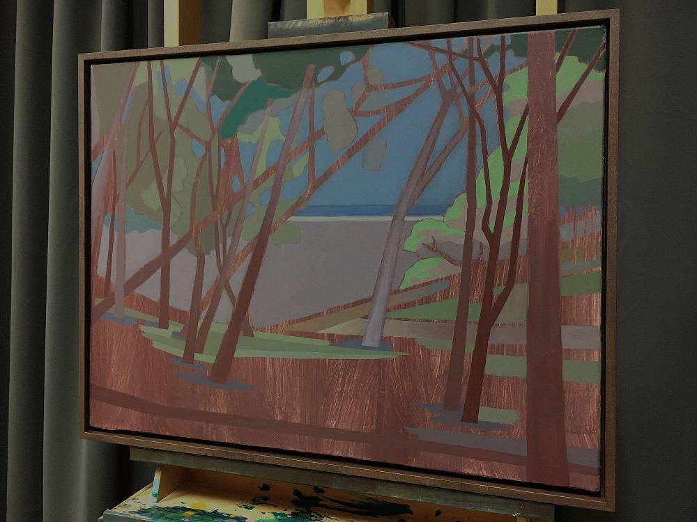 Pine scent, unique, painting, hand-painted unique piece, 68 x 52 cm, with frame