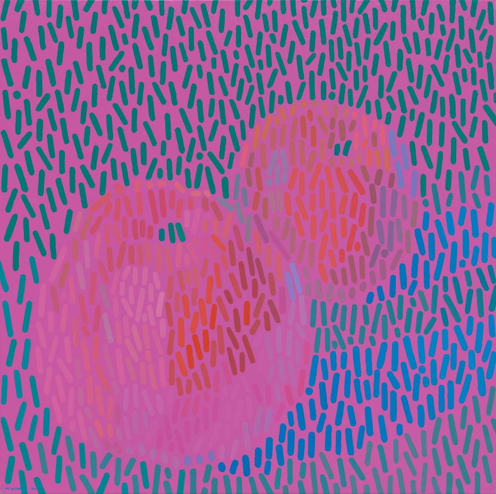 Äpfel Magenta Stillleben auf Leinwand, brillantes Kunstdruckmotiv, ideal für Kinderzimmer und Allergiker geeignet.