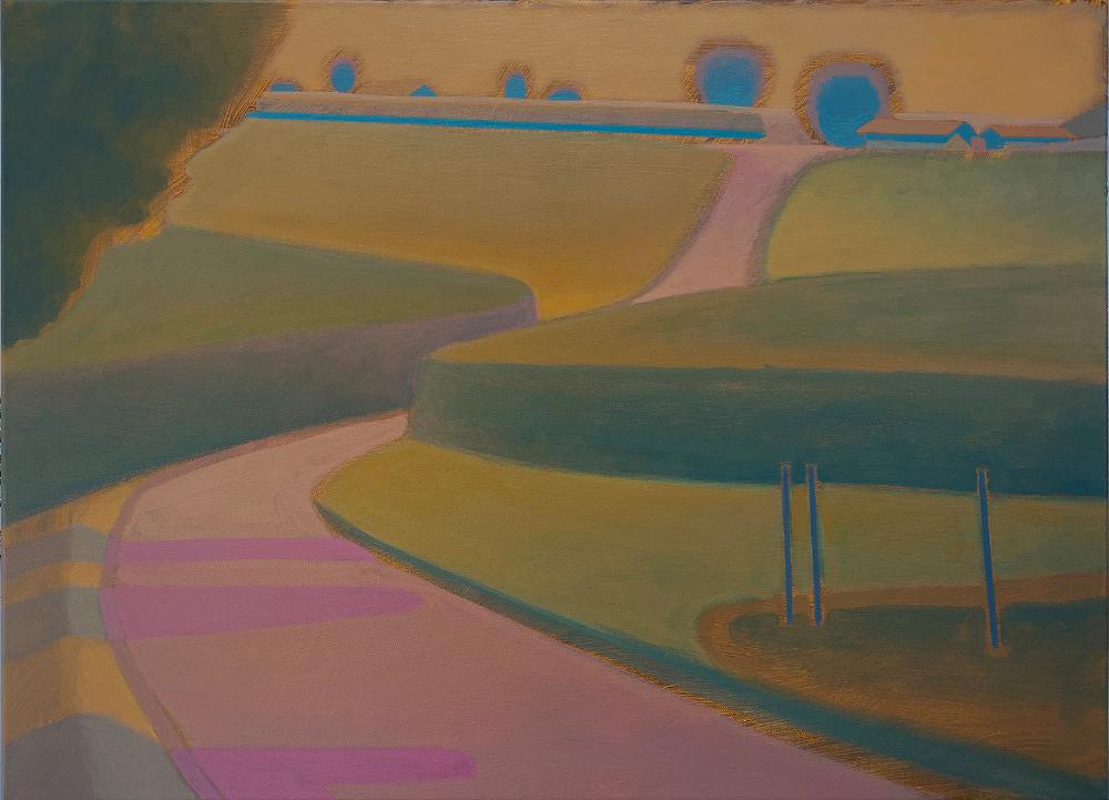Summer view, unique painting, hand-painted unique piece, 70 x 50 cm, with frame
