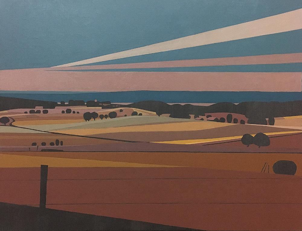 Fields, unique, painting, hand-painted single piece, 90 x 70 cm, with frame