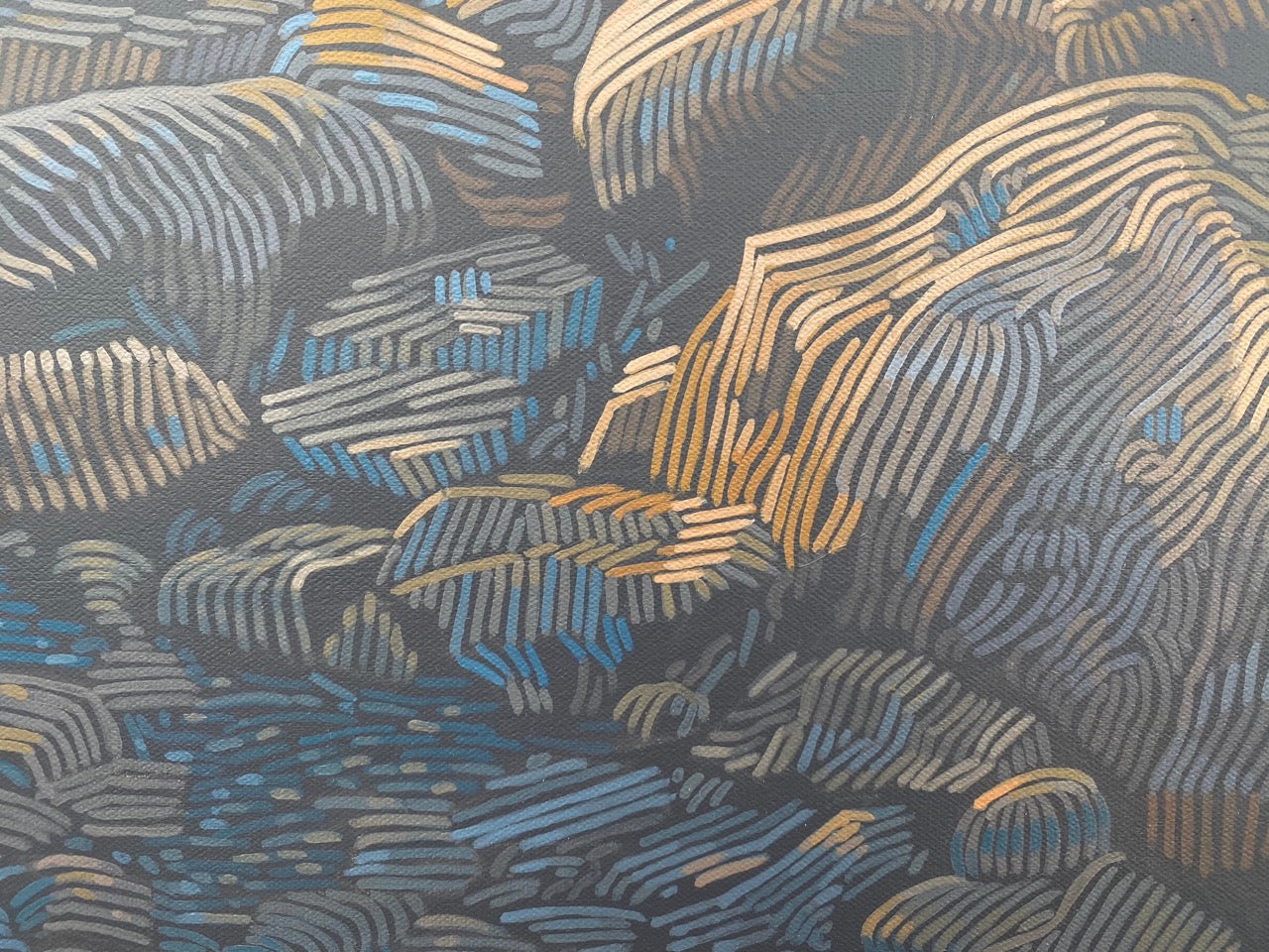 Rocky Coast 7, unique painting, hand-painted single piece, 120 x 90 cm, framed with beech frame