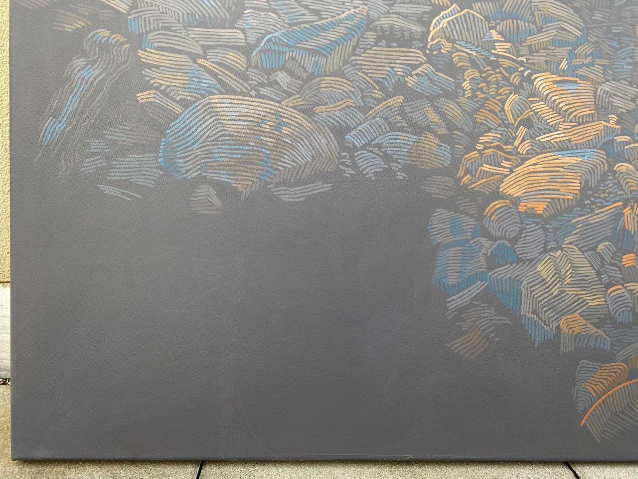 Rocky Coast 7, unique painting, hand-painted single piece, 120 x 90 cm, framed with beech frame