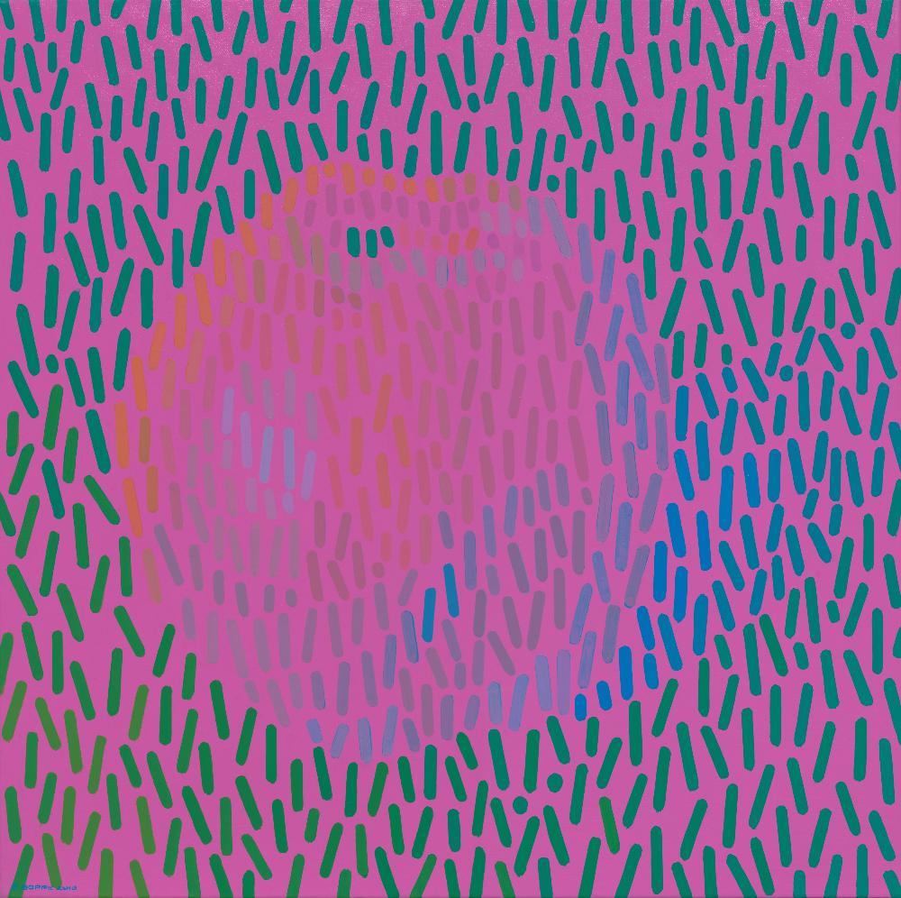Pauls Apples 1 Magenta, unique, painting, hand-painted single piece, 60 x 60 cm, with frame