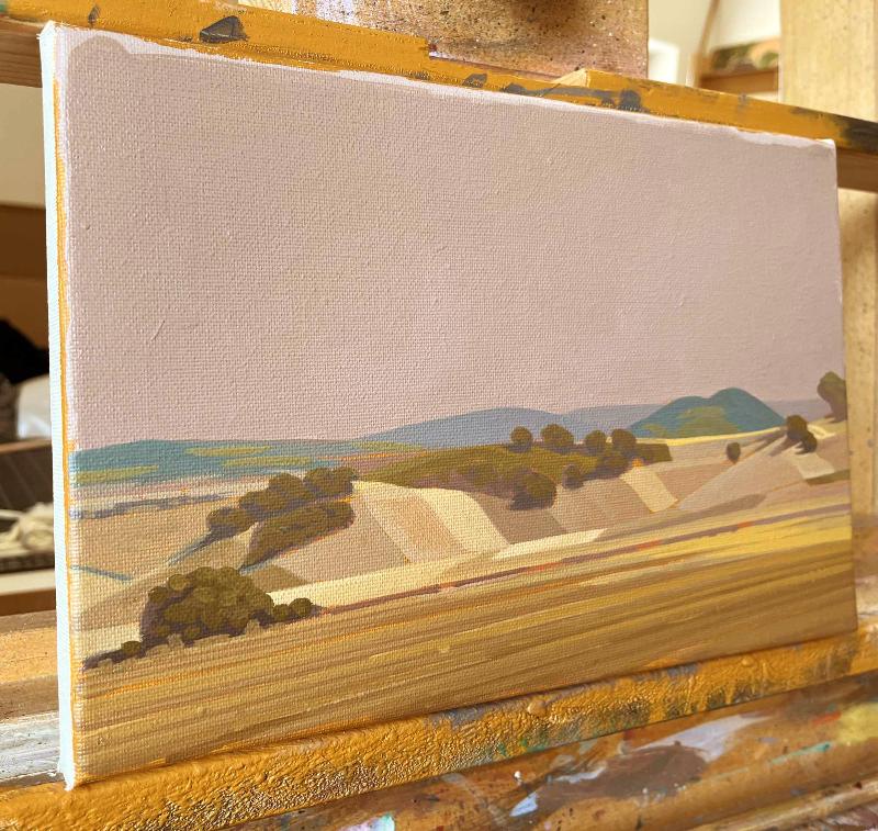 View from the mountain 2, unique painting, hand-painted single piece, 30 x 20 cm, acrylic paint on canvas