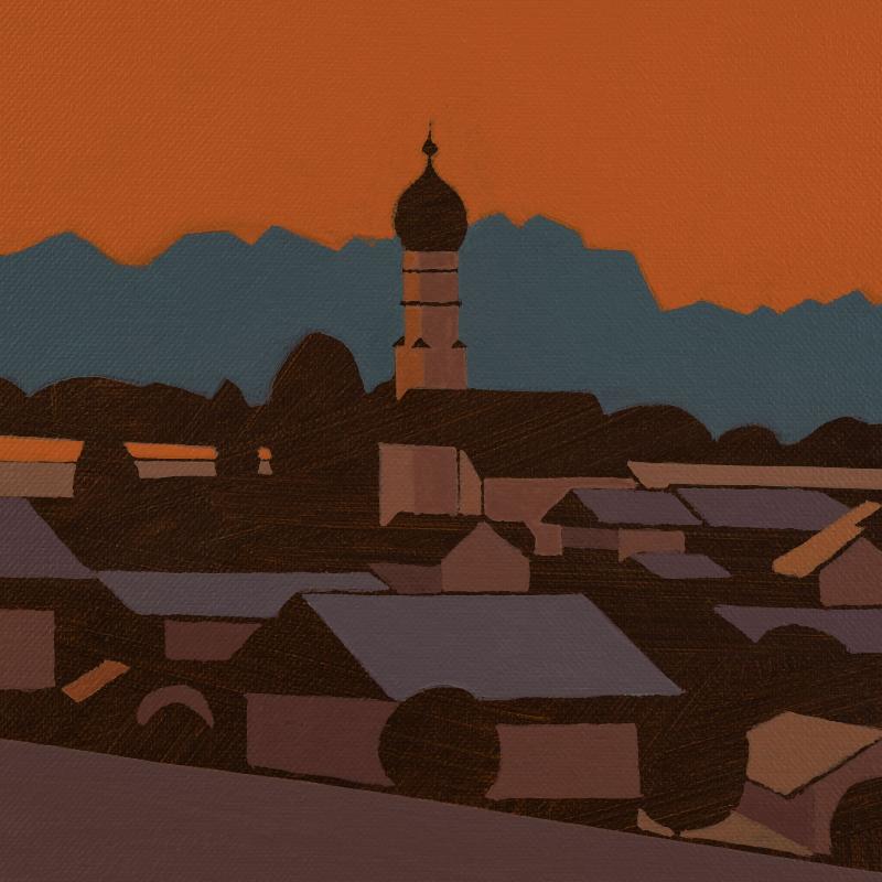 View of Münsing, canvas print, 40x30 cm, 80x60 cm