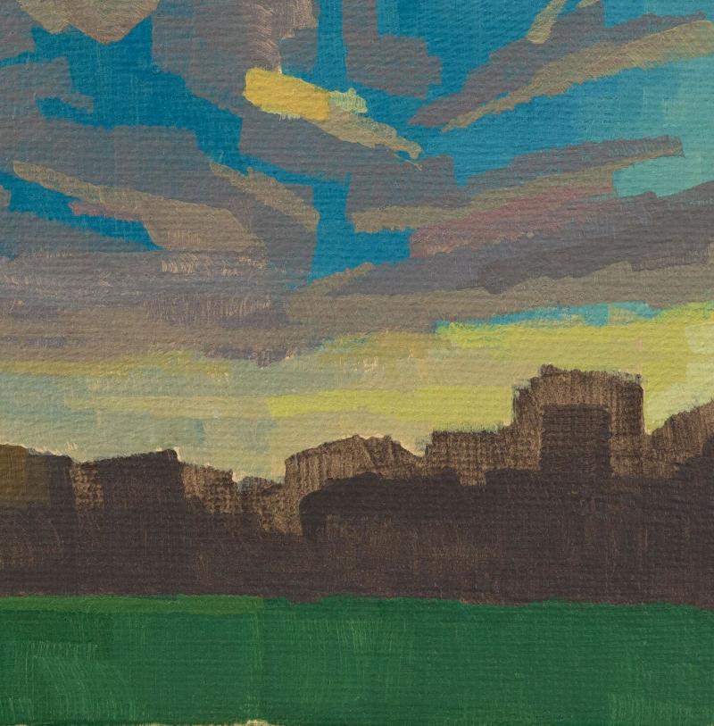 Original painting "Evening" - hand painted - acrylic painting - 10x15 cm - landscape picture - unique piece - with frame
