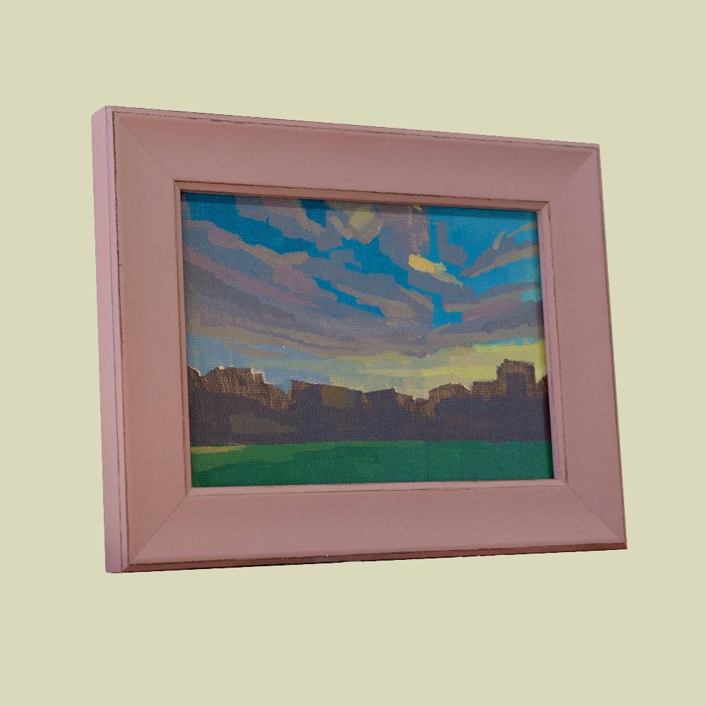 Original painting "Evening" - hand painted - acrylic painting - 10x15 cm - landscape picture - unique piece - with frame