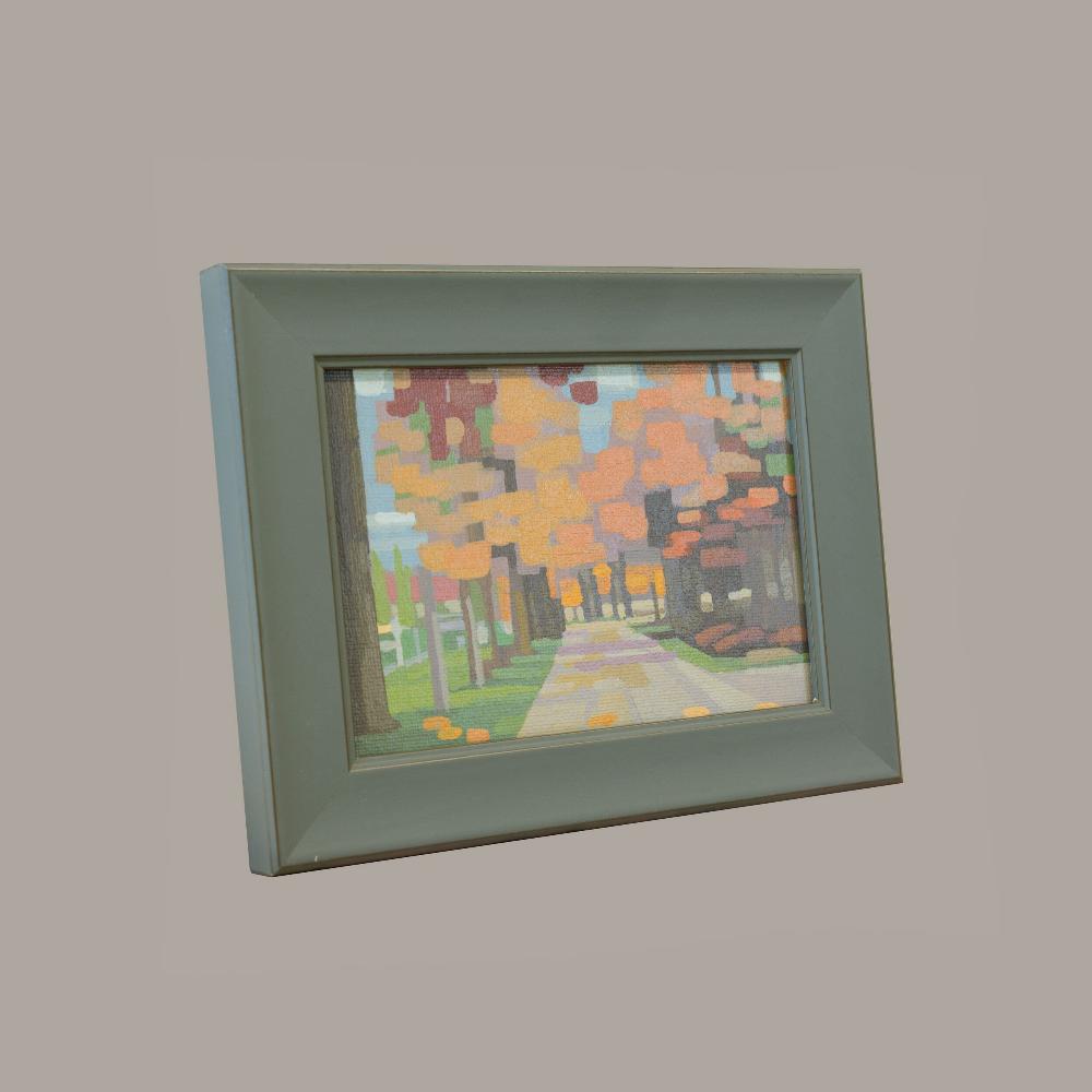 Original painting - "Autumn Sun" - hand painted - acrylic painting - 10x15 cm - landscape picture - unique piece - with frame