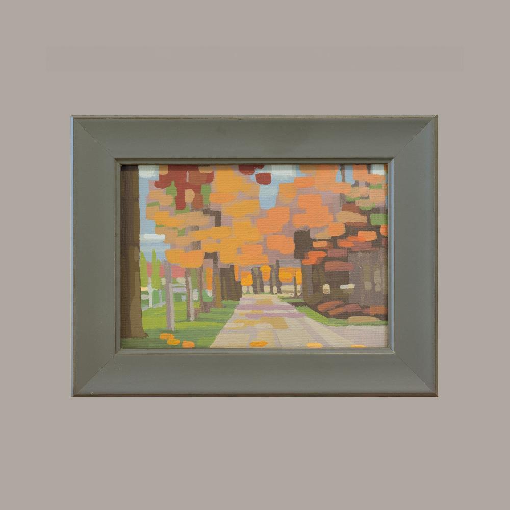 Original painting - "Autumn Sun" - hand painted - acrylic painting - 10x15 cm - landscape picture - unique piece - with frame