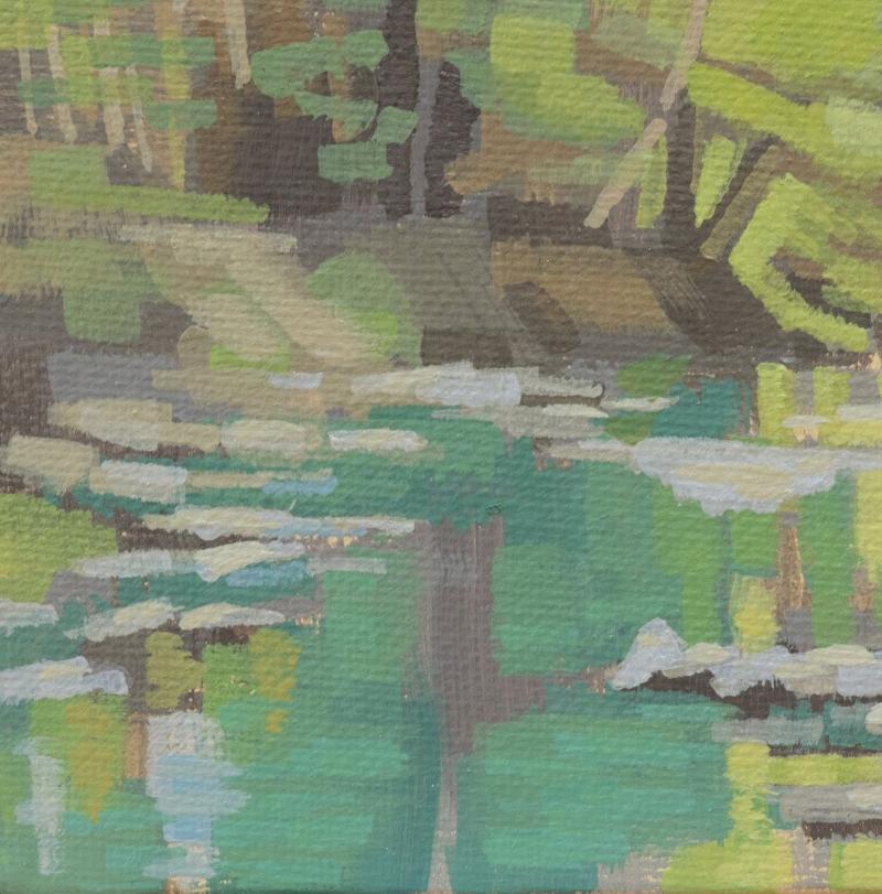Original painting - "Play of Light" - hand painted - acrylic painting - 10x15 cm - landscape picture - unique piece - with frame
