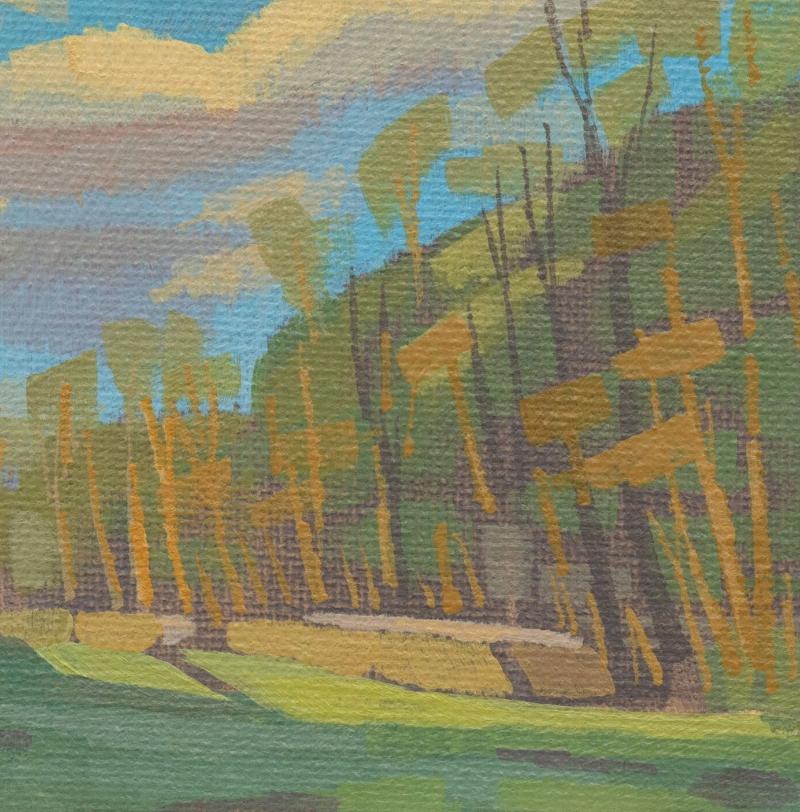 Original painting - "Upperborn" - hand painted - acrylic painting - 10x15 cm - landscape picture - unique piece - with frame