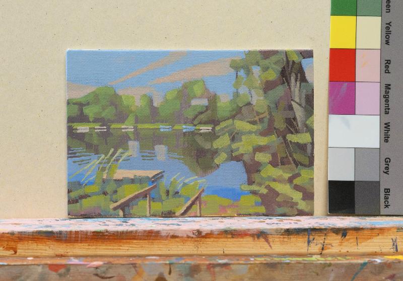 Original Gemälde – "Flussufer" - handgemalt – Acrylbild – 10x15 cm – Landschaft Bild – Einzelstück – mit Rahmen