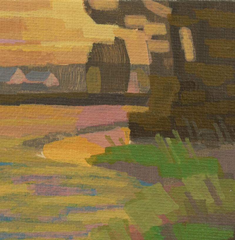Original painting "Sun in the Field" - hand painted - acrylic painting - 10x15 cm - landscape picture - unique piece - with frame