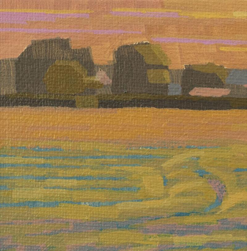 Original painting "Sun in the Field" - hand painted - acrylic painting - 10x15 cm - landscape picture - unique piece - with frame