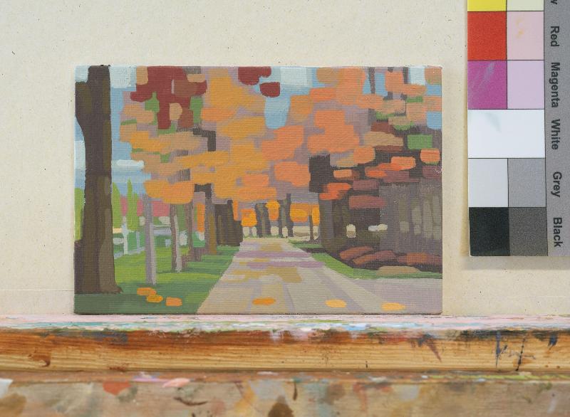 Original painting - "Autumn Sun" - hand painted - acrylic painting - 10x15 cm - landscape picture - unique piece - with frame