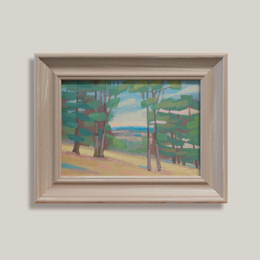 Original painting - "Foresight" - hand painted - acrylic painting - 10x15 cm - landscape picture - unique piece - with frame