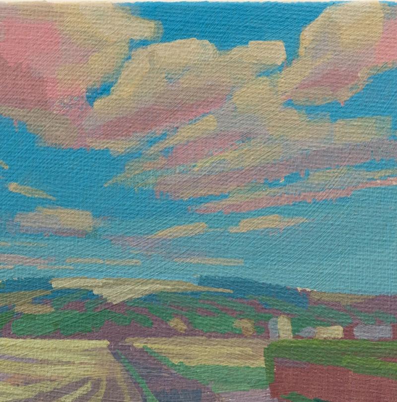 Original Gemälde – "Sommer" - handgemalt – Acrylbild – 10x15 cm – Landschaft Bild – Einzelstück – mit Rahmen