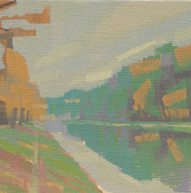 Original painting - "River Walk" - hand painted - acrylic painting - 10x15 cm - landscape picture - unique piece - with frame