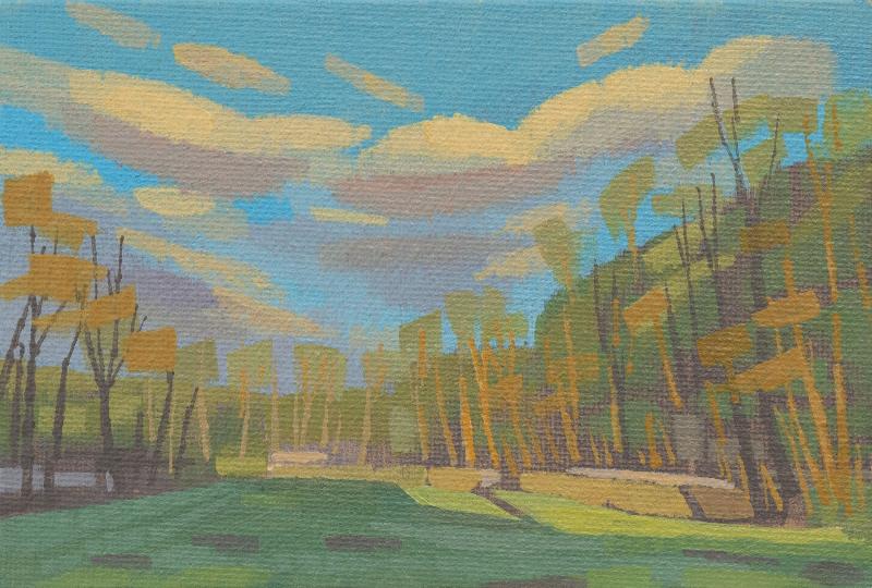 Original painting - "Upperborn" - hand painted - acrylic painting - 10x15 cm - landscape picture - unique piece - with frame