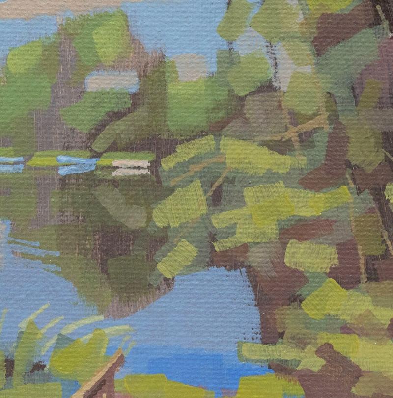 Original Gemälde – "Flussufer" - handgemalt – Acrylbild – 10x15 cm – Landschaft Bild – Einzelstück – mit Rahmen