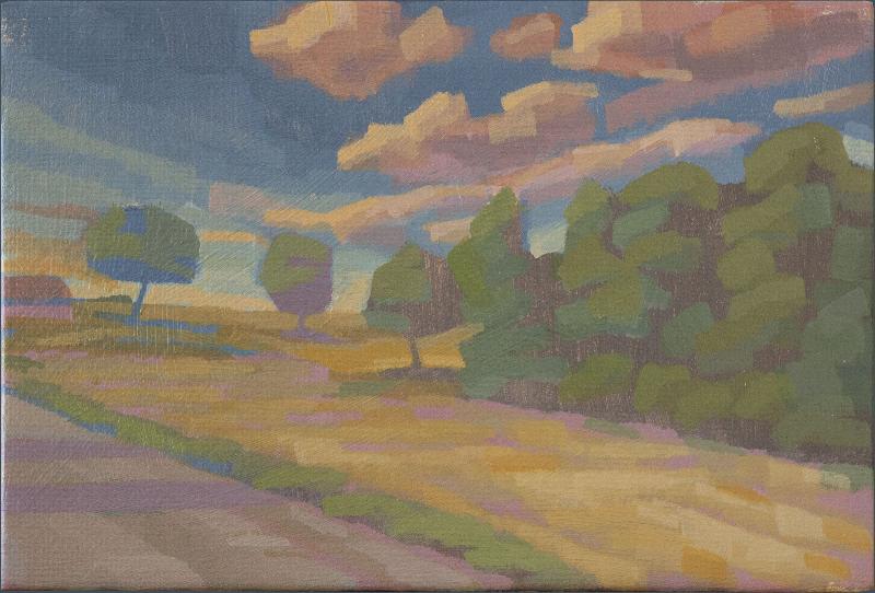 Original painting - "Summer Path" - hand painted - acrylic painting - 10x15 cm - landscape picture - unique piece - with frame