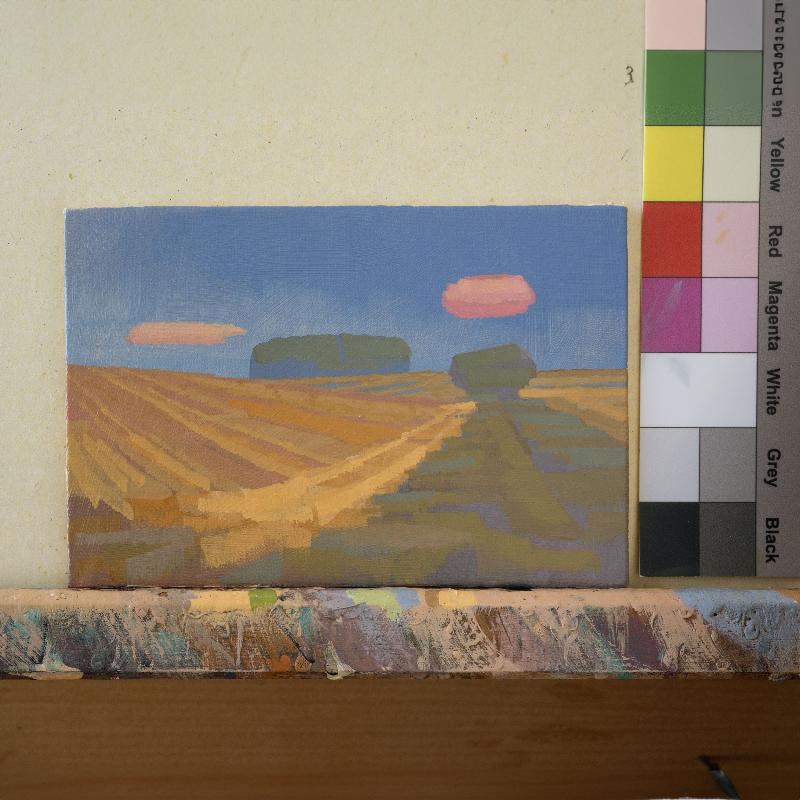 Original painting - "Gold Edge" - hand painted - acrylic painting - 10x15 cm - landscape picture - unique piece - with frame