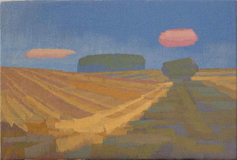 Original painting - "Gold Edge" - hand painted - acrylic painting - 10x15 cm - landscape picture - unique piece - with frame