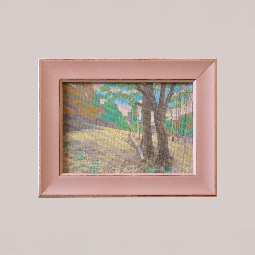 Original painting - "Clearing" - hand painted - acrylic painting - 10x15 cm - landscape picture - unique piece - with frame