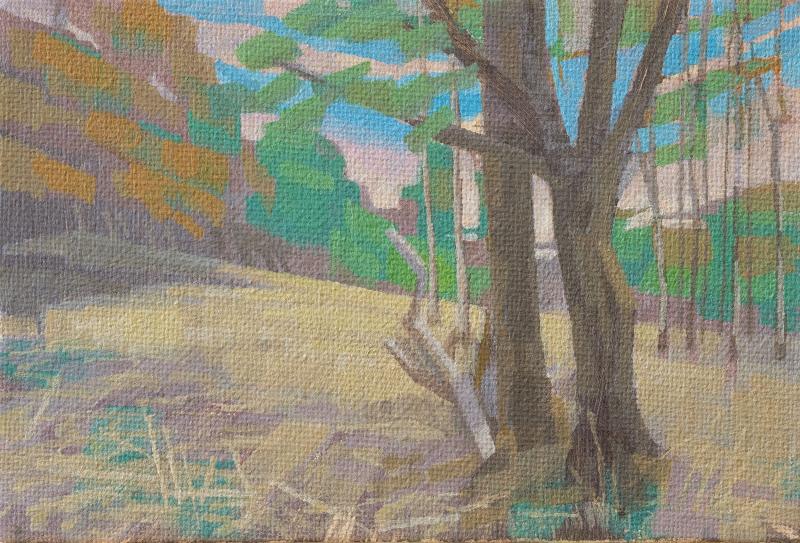 Original painting - "Clearing" - hand painted - acrylic painting - 10x15 cm - landscape picture - unique piece - with frame