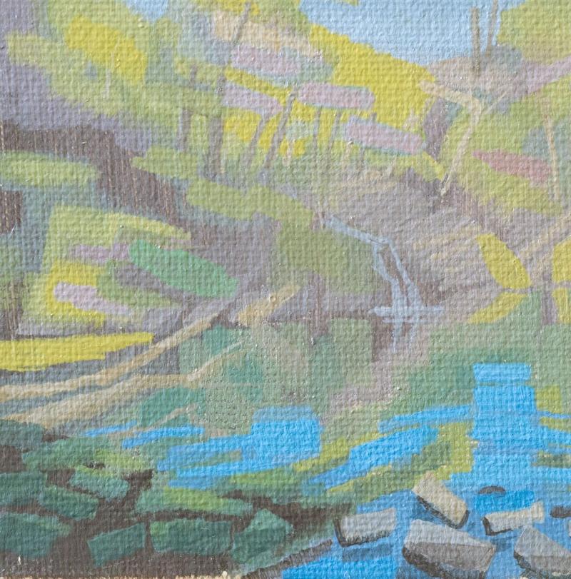 Original painting - "Forest Lake" - hand painted - acrylic painting - 10x15 cm - landscape picture - unique piece - with frame