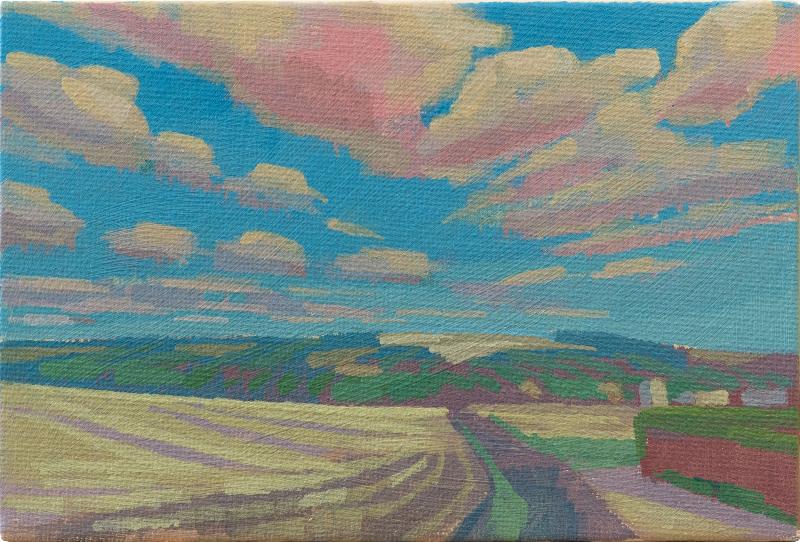 Original Gemälde – "Sommer" - handgemalt – Acrylbild – 10x15 cm – Landschaft Bild – Einzelstück – mit Rahmen