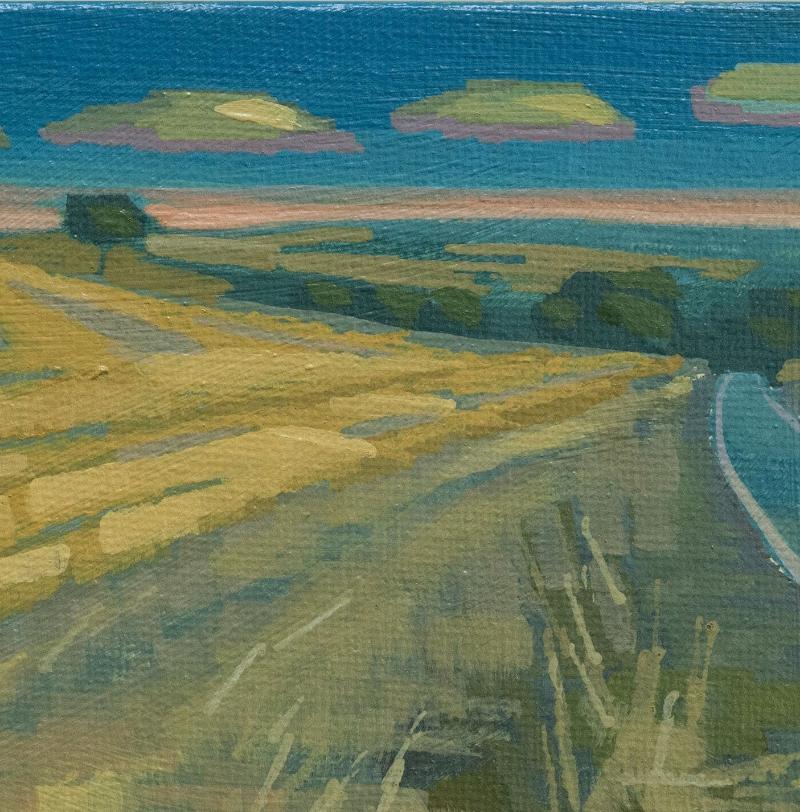 Original Gemälde – "Sommerfeld" - handgemalt – Acrylbild – 10x15 cm – Landschaft Bild – Einzelstück – mit Rahmen