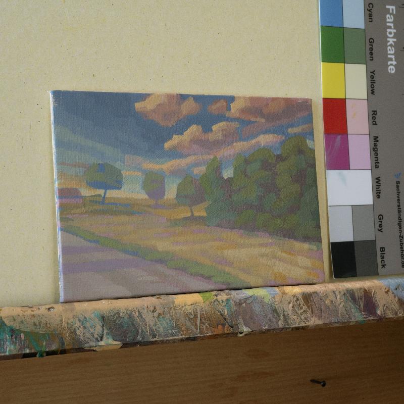 Original painting - "Summer Path" - hand painted - acrylic painting - 10x15 cm - landscape picture - unique piece - with frame