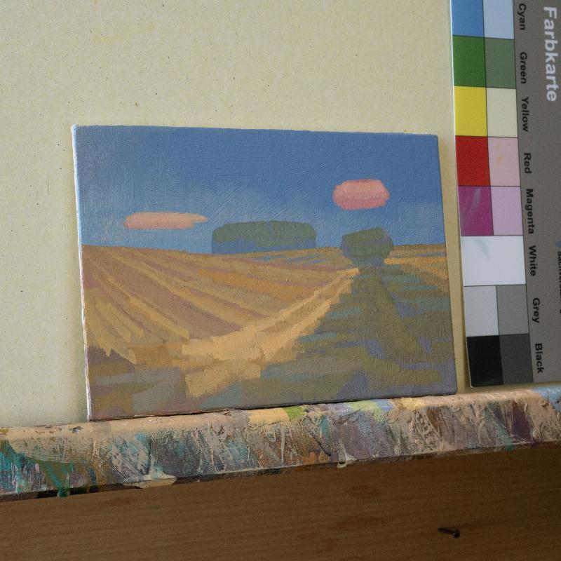 Original painting - "Gold Edge" - hand painted - acrylic painting - 10x15 cm - landscape picture - unique piece - with frame
