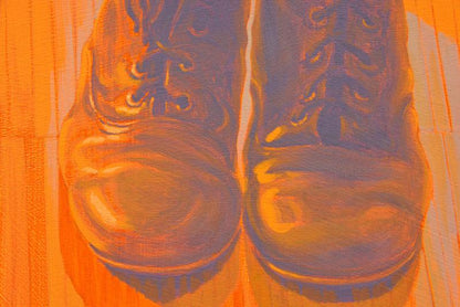 Brave boy, unique, painting, hand-painted one-of-a-kind piece, 120 x 90 cm, framed with beech bar