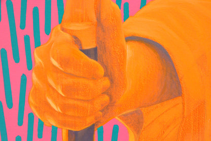 Brave boy, unique, painting, hand-painted one-of-a-kind piece, 120 x 90 cm, framed with beech bar