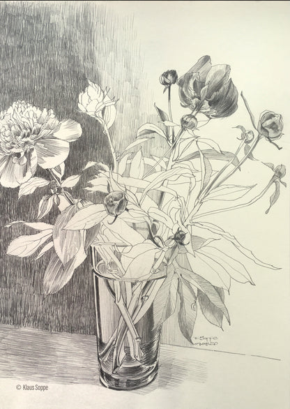 Grußkarte Florale Zeichnung