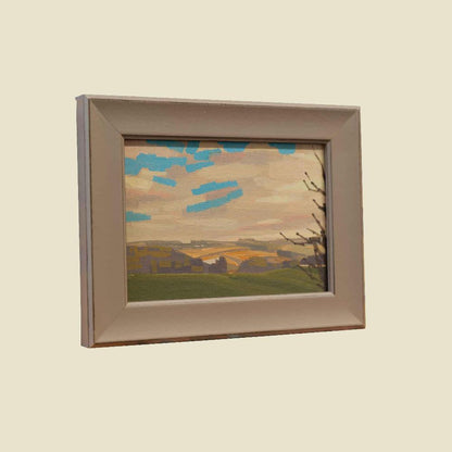 Original painting - "Evening Sun" - hand painted - acrylic painting - 10x15 cm - landscape picture - unique piece - with frame