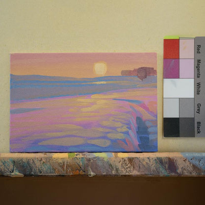 Original Gemälde – "Schneefeld" - handgemalt – Acrylbild – 10x15 cm – Landschaft Bild – Einzelstück – mit Rahmen