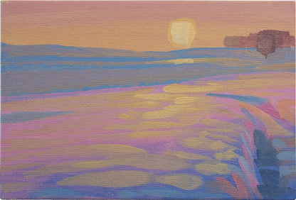 Original Gemälde – "Schneefeld" - handgemalt – Acrylbild – 10x15 cm – Landschaft Bild – Einzelstück – mit Rahmen