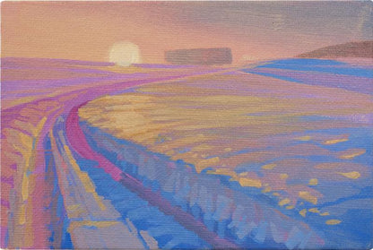 Original Gemälde – "Winterweg" - handgemalt – Acrylbild – 10x15 cm – Landschaft Bild – Einzelstück – mit Rahmen