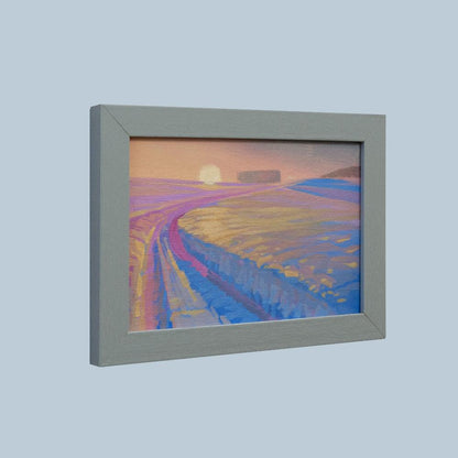 Original Gemälde – "Winterweg" - handgemalt – Acrylbild – 10x15 cm – Landschaft Bild – Einzelstück – mit Rahmen