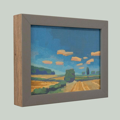 Summer clouds, unique, painting, hand-painted unique piece, 20 x 15 cm, with picture frame